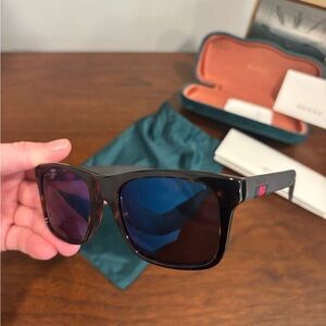 Gucci Brown Sunglasses with Blue Lenses